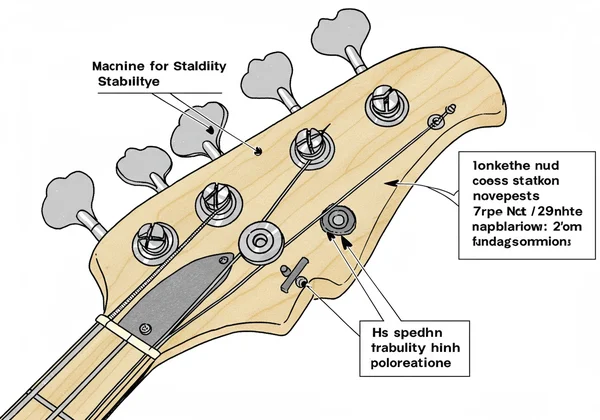 Key parts of a bass guitar affecting tuning stability
