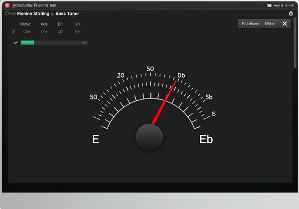 Online bass tuner showing E string dropping to D