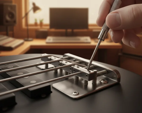 Adjusting bass guitar bridge for intonation